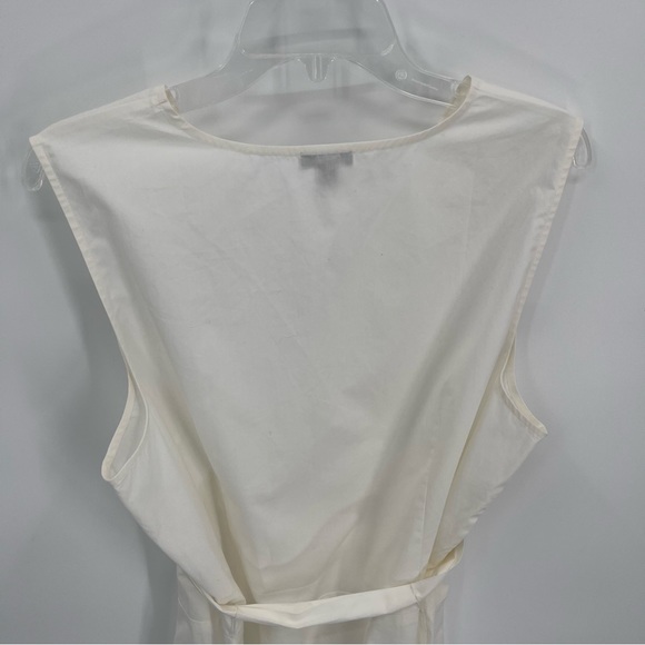 Talbots White Women Sleeveless Faux Wrap Top Classic belted size 18 crisp cotton - Picture 8 of 9